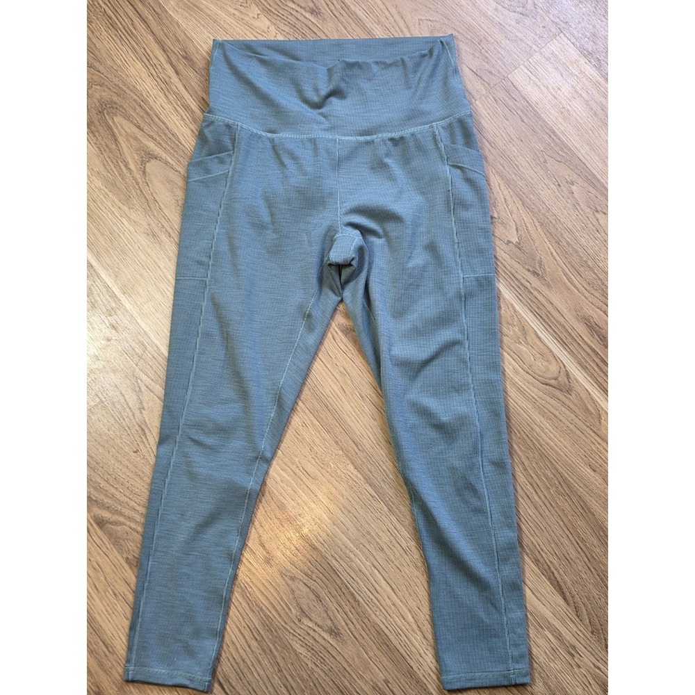 Womens Prana Leggings Green Size Large Ribbed
